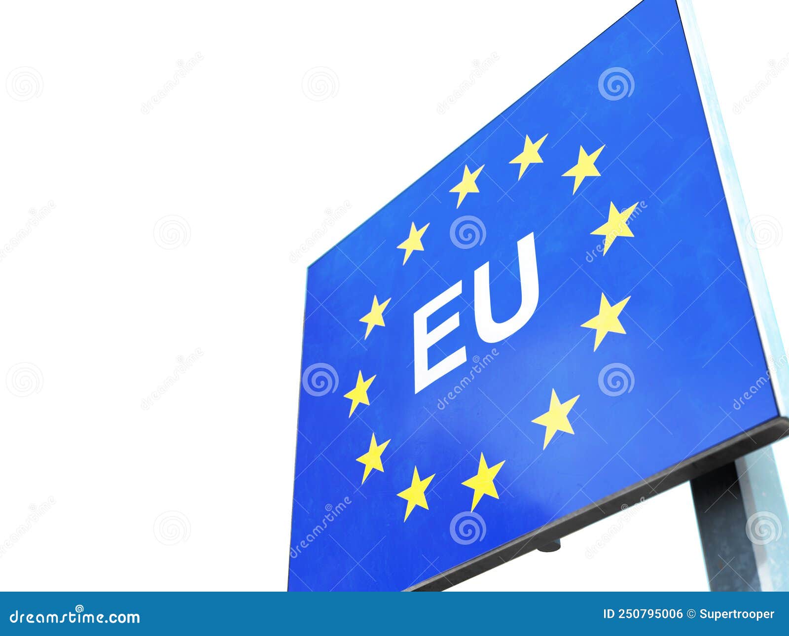 border sign of europeÃÂ european union flag and eu border